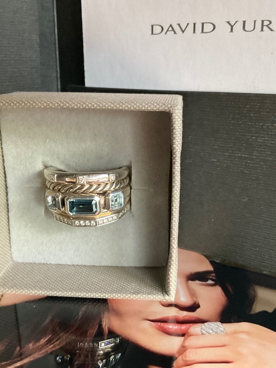 David Yurman Jewelry - David Yurman Stax Sterling Silver/Blue Topaz size 8 Ring Stamped @DY925